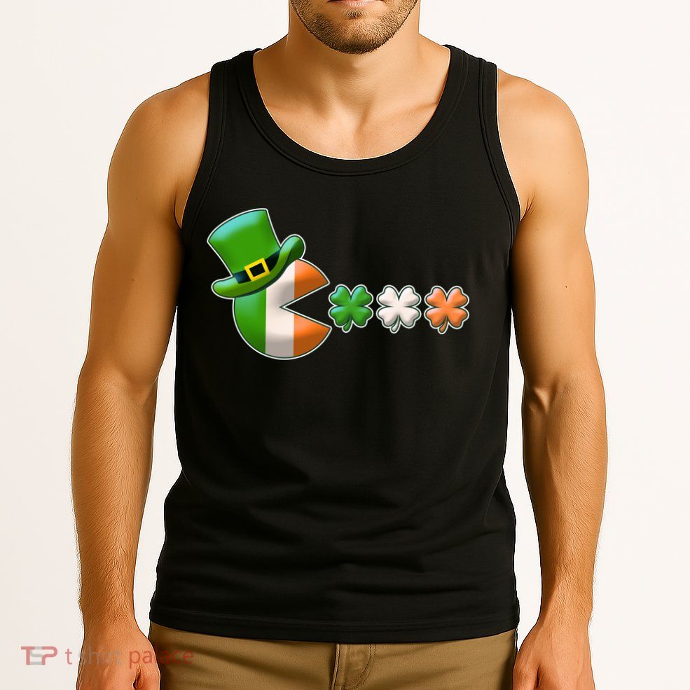 St Patrick's Day Irish Flag Pac Man Shamrocks Tank Top