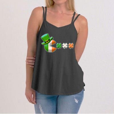 St Patrick's Day Irish Flag Pac Man Shamrocks Women's Strappy Tank