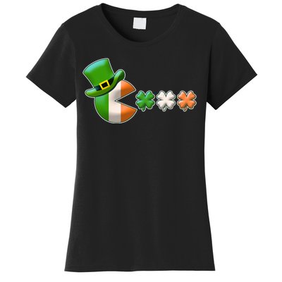 St Patrick's Day Irish Flag Pac Man Shamrocks Women's T-Shirt