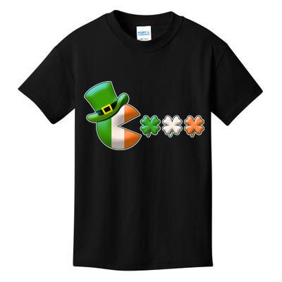 St Patrick's Day Irish Flag Pac Man Shamrocks Kids T-Shirt