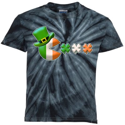 St Patrick's Day Irish Flag Pac Man Shamrocks Kids Tie-Dye T-Shirt