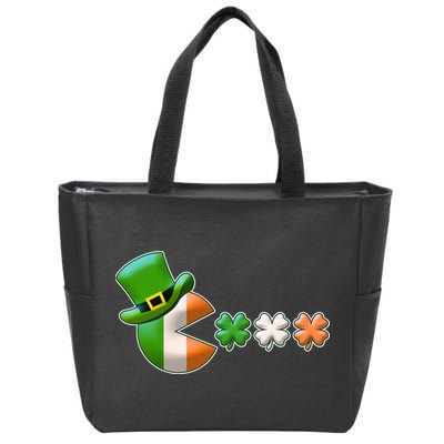 St Patrick's Day Irish Flag Pac Man Shamrocks Zip Tote Bag