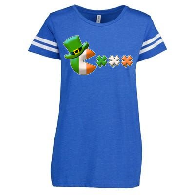 St Patrick's Day Irish Flag Pac Man Shamrocks Enza Ladies Jersey Football T-Shirt