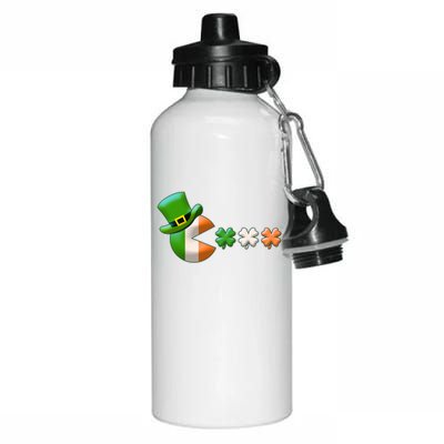 St Patrick's Day Irish Flag Pac Man Shamrocks Aluminum Water Bottle