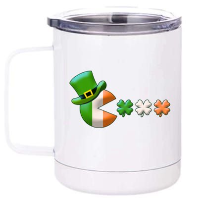 St Patrick's Day Irish Flag Pac Man Shamrocks 12 oz Stainless Steel Tumbler Cup