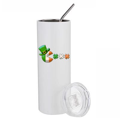 St Patrick's Day Irish Flag Pac Man Shamrocks Stainless Steel Tumbler