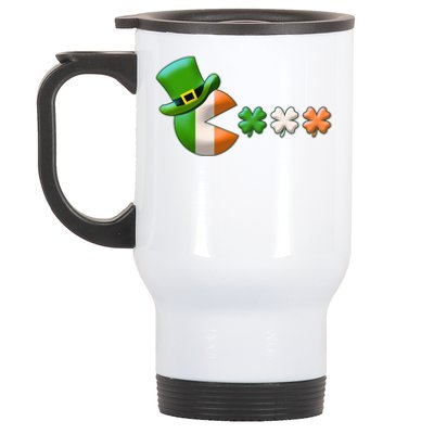 St Patrick's Day Irish Flag Pac Man Shamrocks Stainless Steel Travel Mug