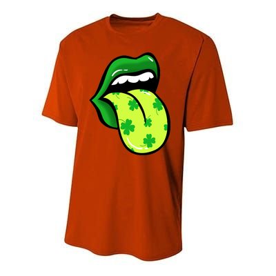 St Patricks Day Irish Lips Youth Performance Sprint T-Shirt