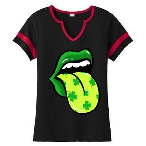 St Patricks Day Irish Lips Ladies Halftime Notch Neck Tee