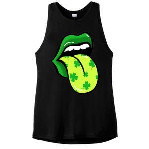 St Patricks Day Irish Lips Ladies PosiCharge Tri-Blend Wicking Tank