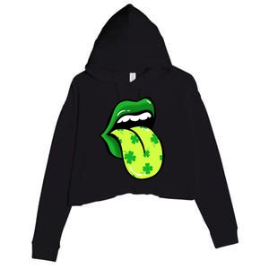 St Patricks Day Irish Lips Crop Fleece Hoodie