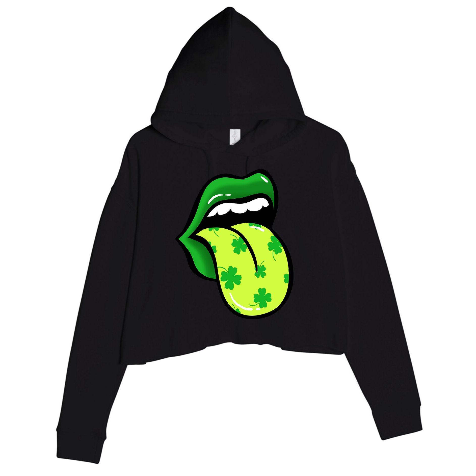 St Patricks Day Irish Lips Crop Fleece Hoodie