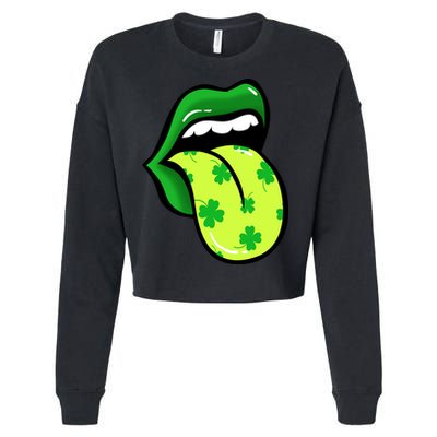 St Patricks Day Irish Lips Cropped Pullover Crew
