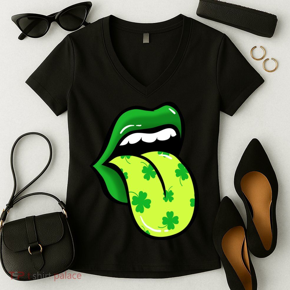 St Patricks Day Irish Lips Women's V-Neck T-Shirt