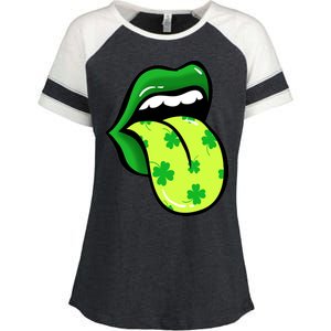 St Patricks Day Irish Lips Enza Ladies Jersey Colorblock Tee