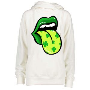 St Patricks Day Irish Lips Womens Funnel Neck Pullover Hood