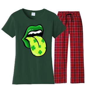 St Patricks Day Irish Lips Women's Flannel Pajama Set