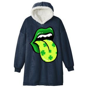 St Patricks Day Irish Lips Hooded Wearable Blanket