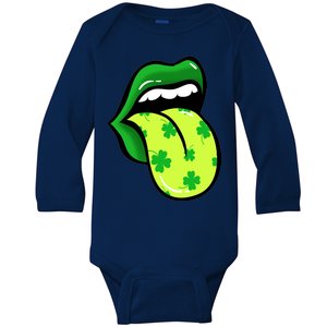 St Patricks Day Irish Lips Baby Long Sleeve Bodysuit