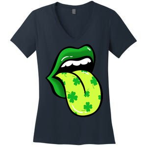 St Patricks Day Irish Lips Women's V-Neck T-Shirt