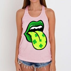 St Patricks Day Irish Lips Women's Knotted Racerback Tank