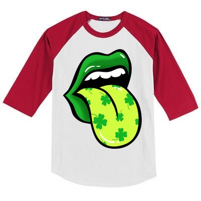 St Patricks Day Irish Lips Kids Colorblock Raglan Jersey