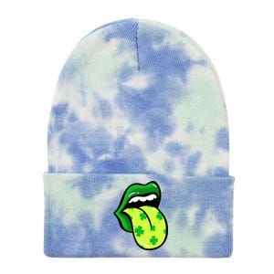 St Patricks Day Irish Lips Tie Dye 12in Knit Beanie