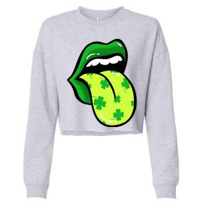 St Patricks Day Irish Lips Cropped Pullover Crew