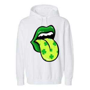 St Patricks Day Irish Lips Garment-Dyed Fleece Hoodie