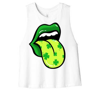 St Patricks Day Irish Lips Women's Racerback Cropped Tank