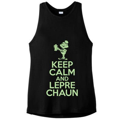 St Patrick's Day Keep Calm And Lepre Chaun  Ladies PosiCharge Tri-Blend Wicking Tank