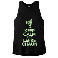 St Patrick's Day Keep Calm And Lepre Chaun  Ladies PosiCharge Tri-Blend Wicking Tank