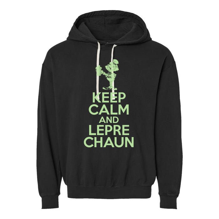 St Patrick's Day Keep Calm And Lepre Chaun  Garment-Dyed Fleece Hoodie