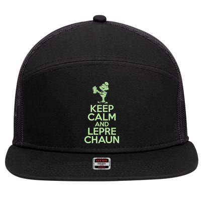 St Patrick's Day Keep Calm And Lepre Chaun  7 Panel Mesh Trucker Snapback Hat