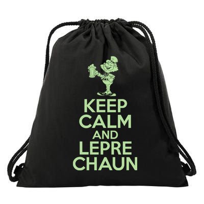 St Patrick's Day Keep Calm And Lepre Chaun  Drawstring Bag