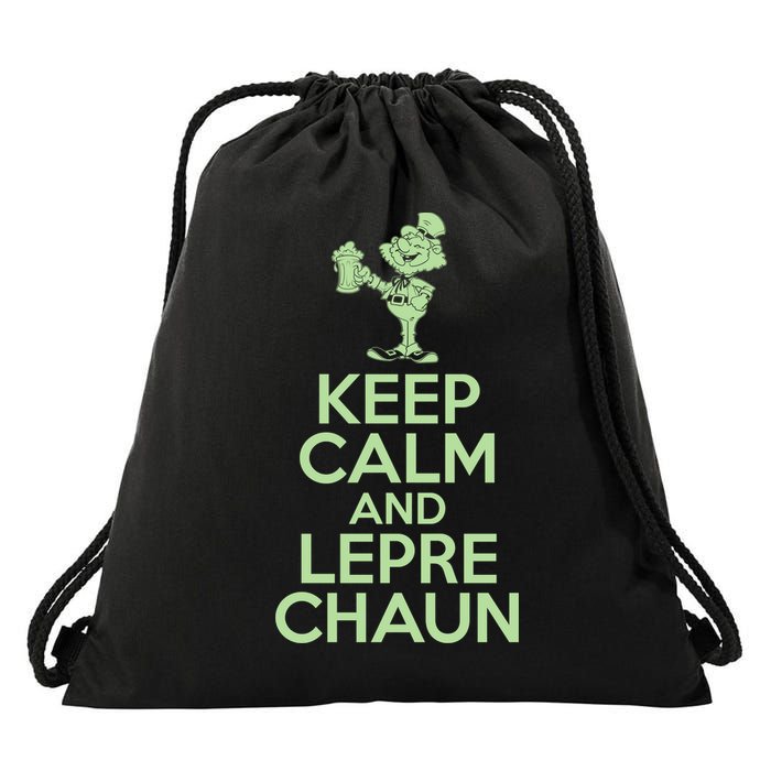 St Patrick's Day Keep Calm And Lepre Chaun  Drawstring Bag