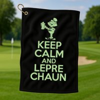 St Patrick's Day Keep Calm And Lepre Chaun  Golf Towel