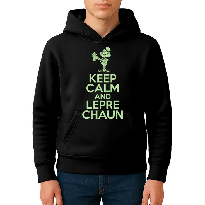 St Patrick's Day Keep Calm And Lepre Chaun  Kids Hoodie