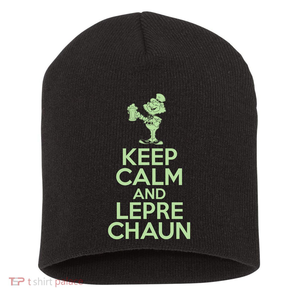 St Patrick's Day Keep Calm And Lepre Chaun  Short Acrylic Beanie