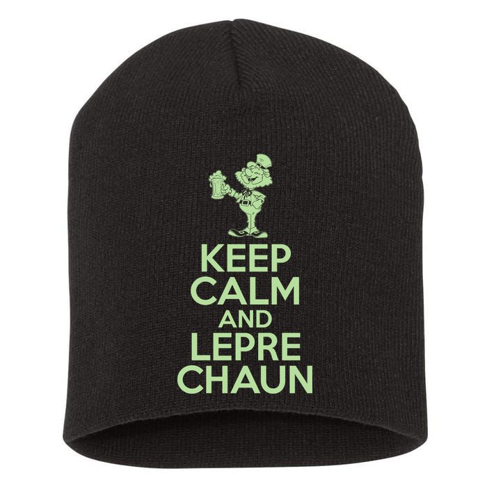 St Patrick's Day Keep Calm And Lepre Chaun  Short Acrylic Beanie