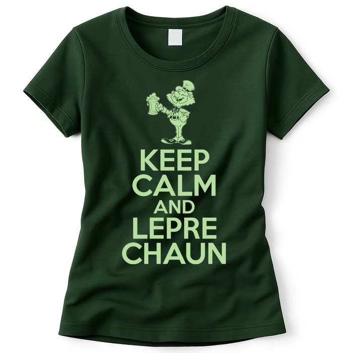 St Patrick's Day Keep Calm And Lepre Chaun  Womens T-Shirt