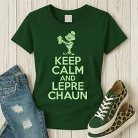 St Patrick's Day Keep Calm And Lepre Chaun  Womens T-Shirt