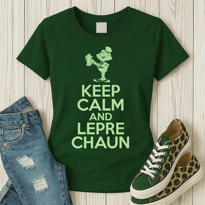 St Patrick's Day Keep Calm And Lepre Chaun  Womens T-Shirt