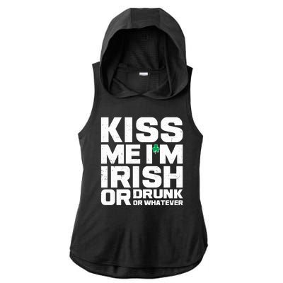 St Patrick's Day Kiss Me I'm Irish Or Drunk Or Whatever Ladies PosiCharge Tri-Blend Wicking Draft Hoodie Tank