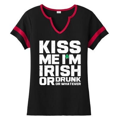 St Patrick's Day Kiss Me I'm Irish Or Drunk Or Whatever Ladies Halftime Notch Neck Tee