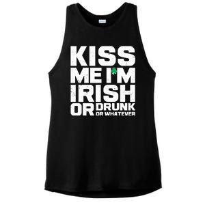 St Patrick's Day Kiss Me I'm Irish Or Drunk Or Whatever Ladies PosiCharge Tri-Blend Wicking Tank