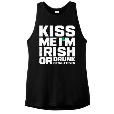 St Patrick's Day Kiss Me I'm Irish Or Drunk Or Whatever Ladies PosiCharge Tri-Blend Wicking Tank