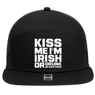 St Patrick's Day Kiss Me I'm Irish Or Drunk Or Whatever 7 Panel Mesh Trucker Snapback Hat