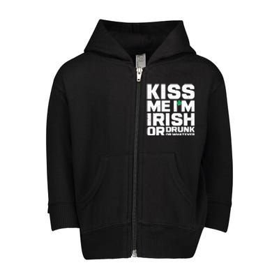 St Patrick's Day Kiss Me I'm Irish Or Drunk Or Whatever Toddler Zip Fleece Hoodie