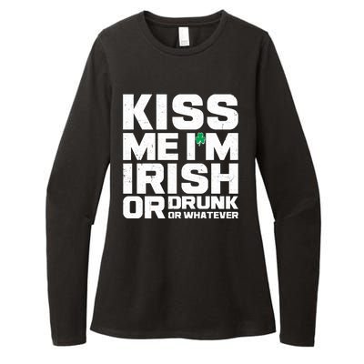 St Patrick's Day Kiss Me I'm Irish Or Drunk Or Whatever Womens CVC Long Sleeve Shirt